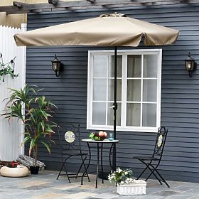 Veľký obdĺžnikový záhradný naklonený skladací slnečník s kľukou béžový 200 x 140 cm