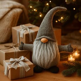 Vianočný škriatok 35 cm YX045 ŠEDÝ