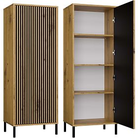Vitrína KAMARO 1DD SLIM DUB ARTISAN Lamelový Čelný Panel