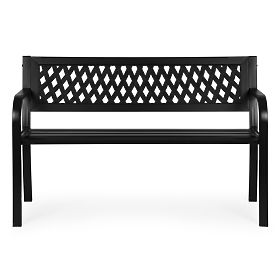 Záhradná lavička s mriežkovým operadlom 120x50 cm kovová parková čierna MultiGarden, MultiGarden