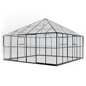 Záhradná oranžéria ProGlass Gazebo Large so základom 17,8 m² tvrdené sklo 4 mm, hliník, čierna