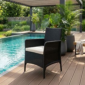 Záhradné kreslo s vankúšom stolička na balkón terasu záhradu čierne MultiGarden, MultiGarden
