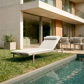 Záhradné lehátko Amarello nastaviteľné, hliníkové, svetlo béžové/béžovošedé