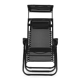 Záhradné plážové ležadlo s nastaviteľným operadlom a pohyblivou strieškou Modernhome - čierne, MultiGarden