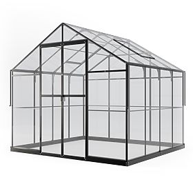 Záhradný skleník ProGlass Classic Compact 7,7 m² so základom, tvrdené sklo 4 mm, hliník