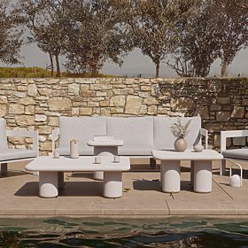 Záhradný stolík Vibonis 70 cm, štvorcový, cementový, svetlo béžový