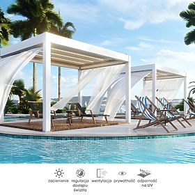 Záves 372,5 cm na bok pergoly 4 m, biely