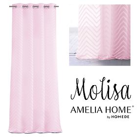 Záves MOLISA ružová farba vyšívaný motív boho strieborné priechodky voál 140x270 ameliahome