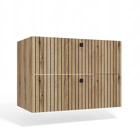 ZÁVESNÁ SKRINKA POD UMÝVADLO TIGO 80 2S DUB EVOKE 2 ZÁSUVKY DRÁŽKOVANÝ ČELNÝ PANEL